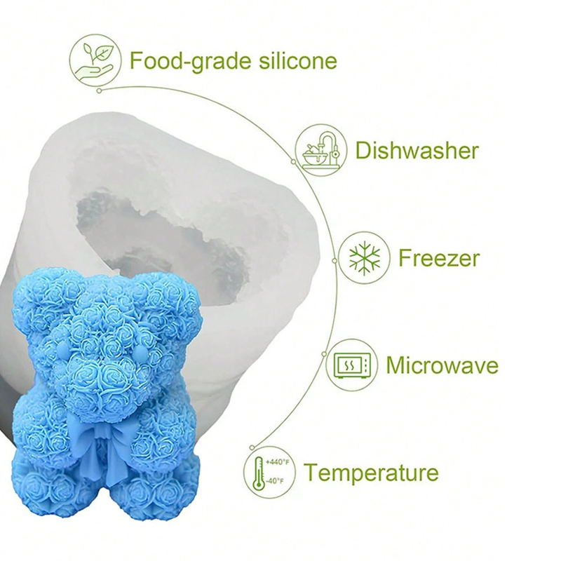Rose Bow Bear Candle Silicone  - đánh giá và giá Soap Making Gifts